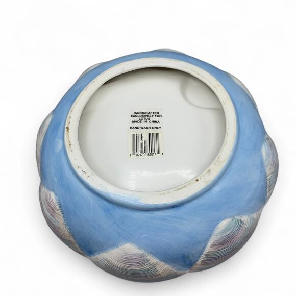 Lotus Ceramic Crab Boil Serving Bowl Kitsch Seafood Picnic 9” 3D Corn READ VTG - Picture 7 of 11